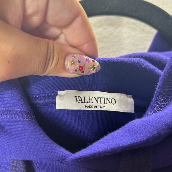 Valentino Purple Oversize Long Sleeve Hoodie Pocket VLTN - Picture 7 of 13